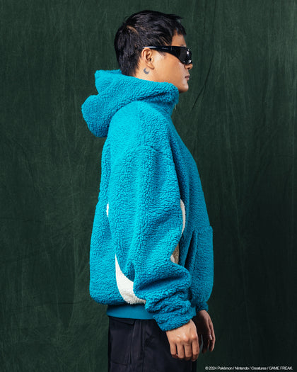 SNORLAX SHERPA HOODIE - Green/Off White