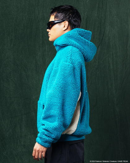 SNORLAX SHERPA HOODIE - Green/Off White