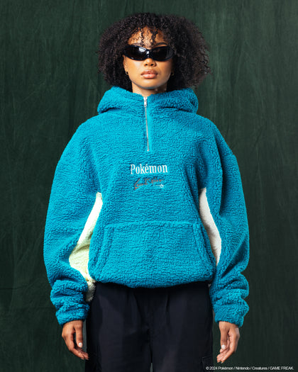 SNORLAX SHERPA HOODIE - Green/Off White