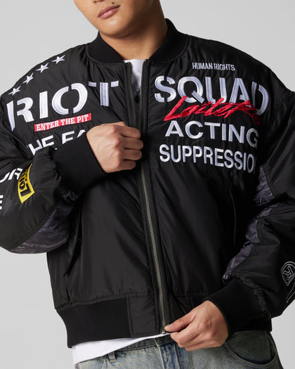 RIOT SQUAD BOMBER JACKET - Black