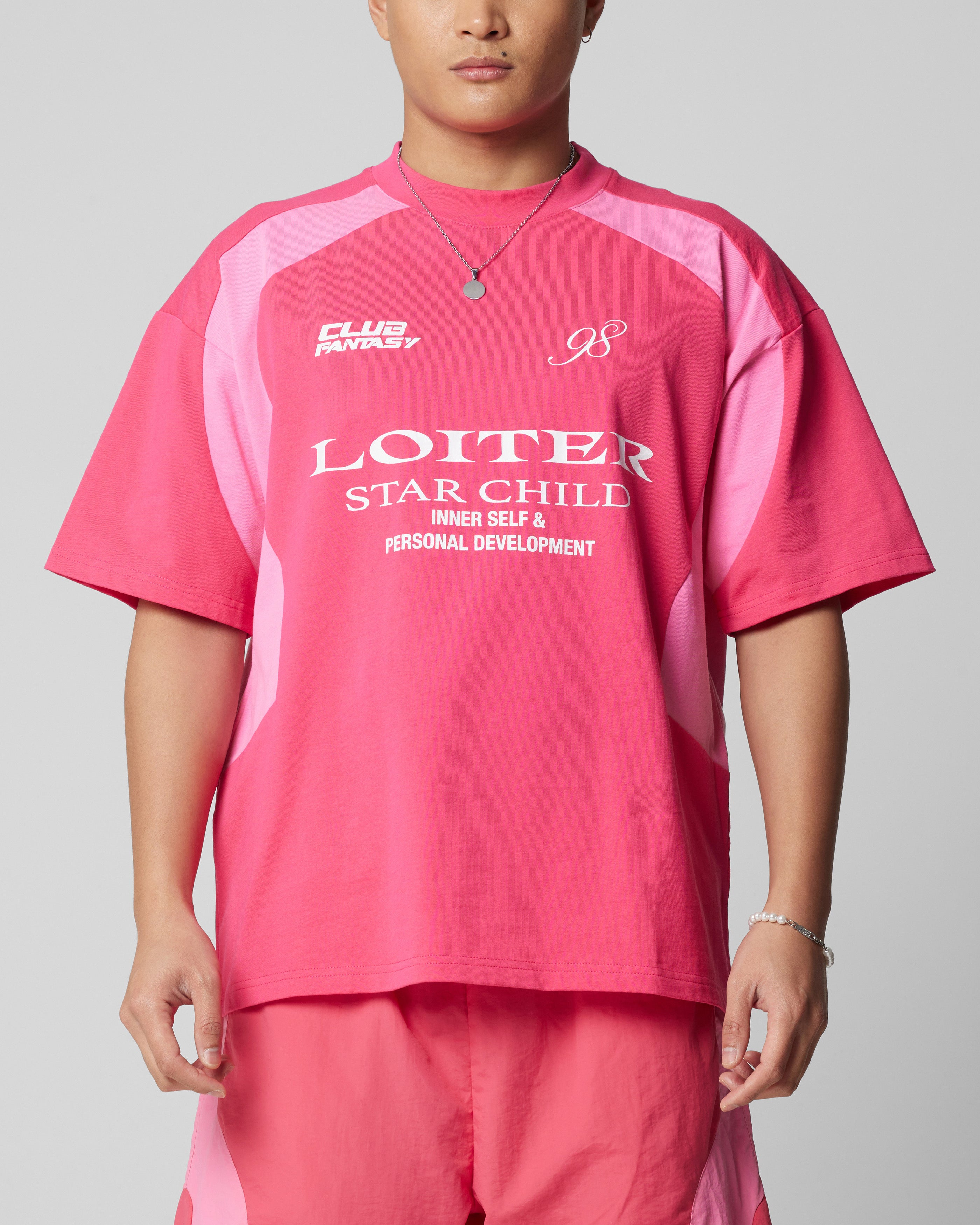 Loiter Subcultural Panel T-Shirt Pink
