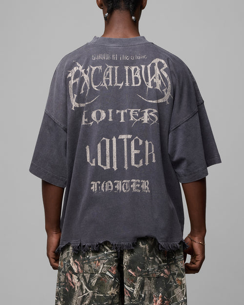 EXCALIBUR DISTRESSED TEE - Washed Black