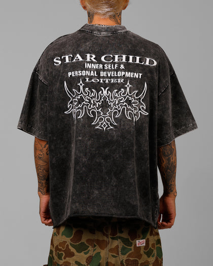 STAR CHILD POCKET TEE - Black Wash