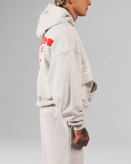 CELESTIAL ZIP HOODIE - Light Grey Marl