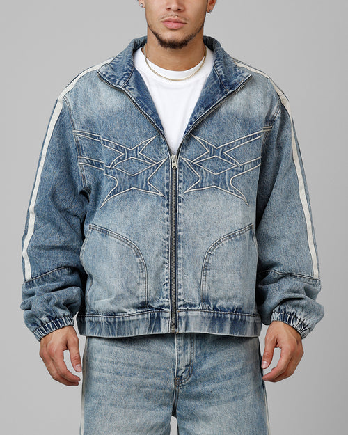 TRACK STAR DENIM JACKET - Blue Wash