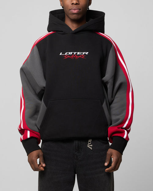 HUNTER PATCHWORK HOODIE - Black/Red