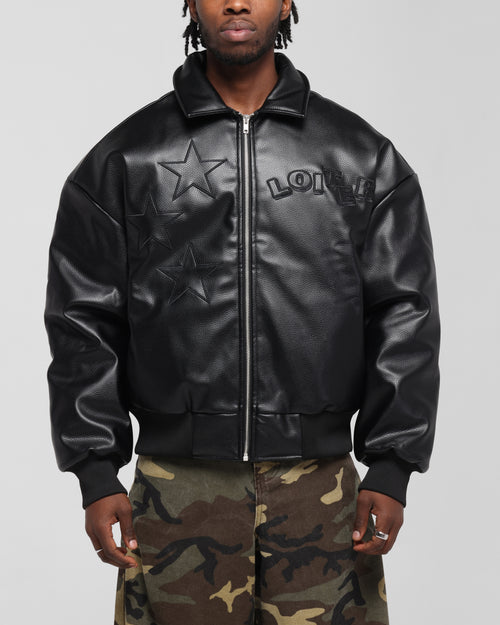 SOLAR PU LEATHER VARSITY - Black