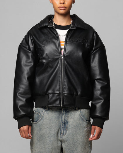 SOLAR PU LEATHER VARSITY - Black