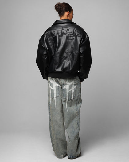 SOLAR PU LEATHER VARSITY - Black