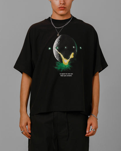 ALIEN BOXY TEE - Washed Black