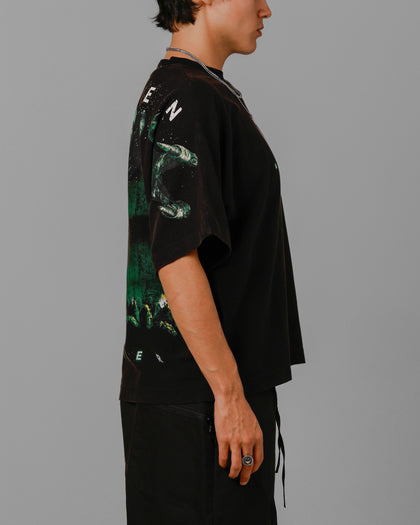 ALIEN BOXY TEE - Washed Black