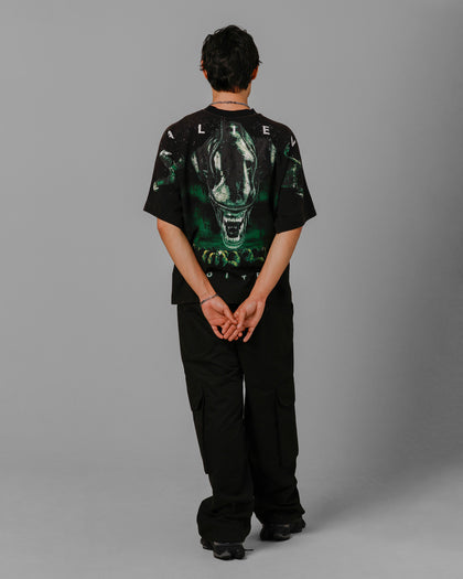 ALIEN BOXY TEE - Washed Black