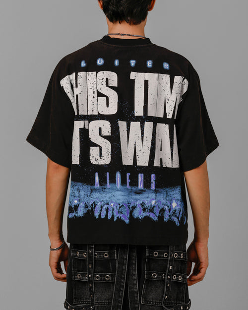 IT'S WAR BOXY TEE - Washed Black