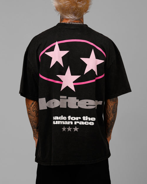 STAR CHILD TEE - Black Acidwash