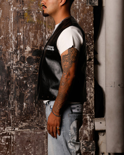 STONE COLD LEATHER VEST - Black