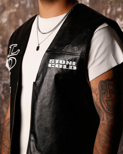 STONE COLD LEATHER VEST - Black