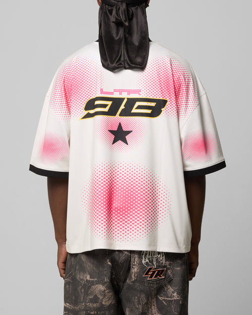 MOTORWAY SPORT TEE - Off White/Pink