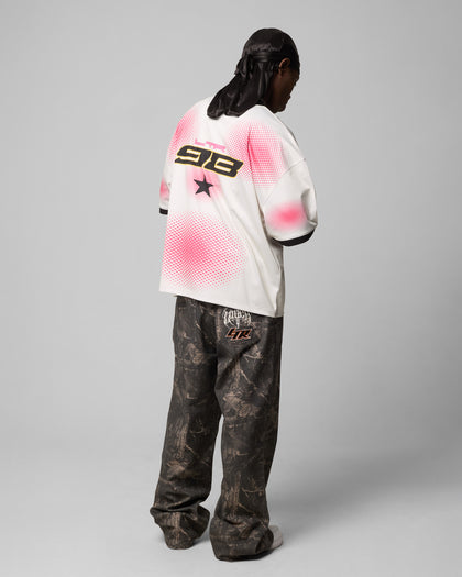 MOTORWAY SPORT TEE - Off White/Pink