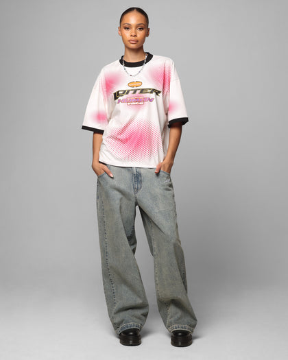 MOTORWAY SPORT TEE - Off White/Pink