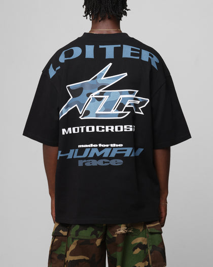 MOTOCROSS VINTAGE TEE - Black/Navy Blue