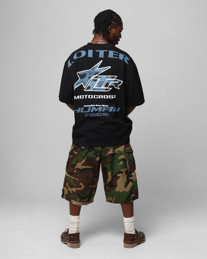 MOTOCROSS VINTAGE TEE - Black/Navy Blue