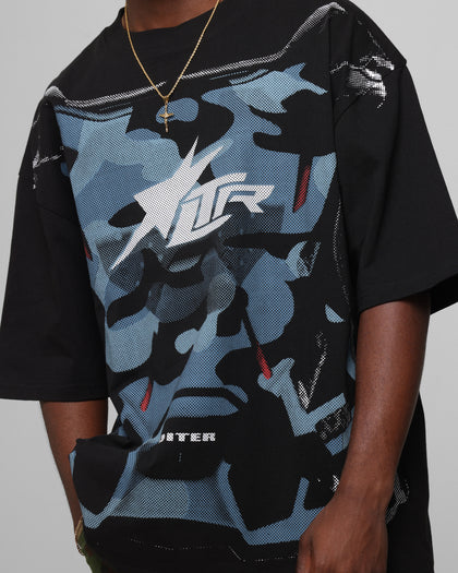 MOTOCROSS VINTAGE TEE - Black/Navy Blue