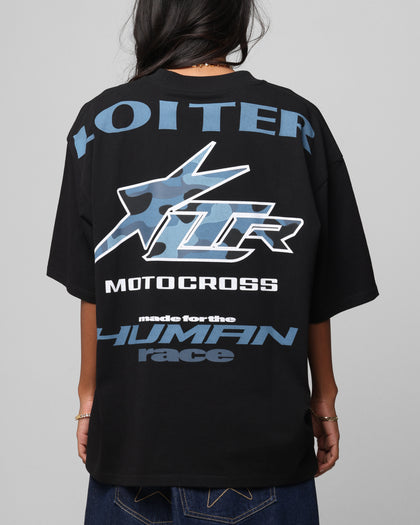 MOTOCROSS VINTAGE TEE - Black/Navy Blue