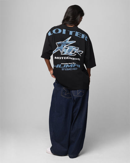 MOTOCROSS VINTAGE TEE - Black/Navy Blue