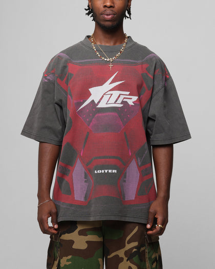 MOTOCROSS VINTAGE TEE - Charcoal/Red