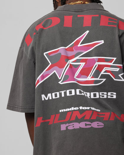 MOTOCROSS VINTAGE TEE - Charcoal/Red