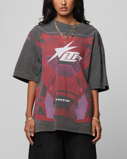 MOTOCROSS VINTAGE TEE - Charcoal/Red