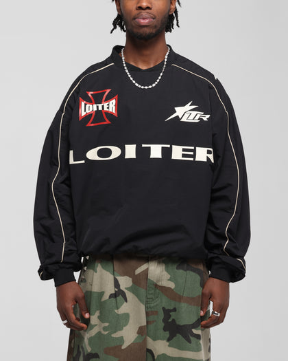 RACER NYLON JERSEY CREW - Black