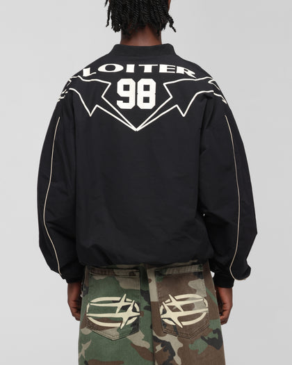 RACER NYLON JERSEY CREW - Black