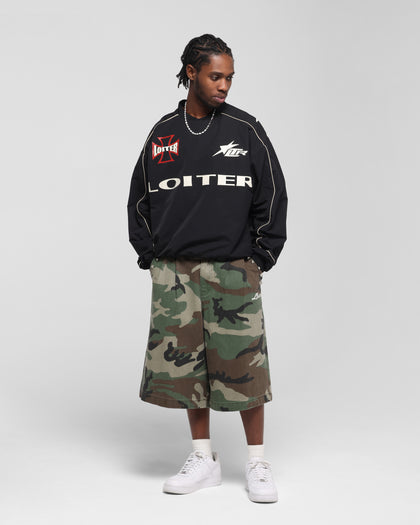 RACER NYLON JERSEY CREW - Black