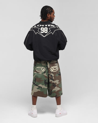 RACER NYLON JERSEY CREW - Black