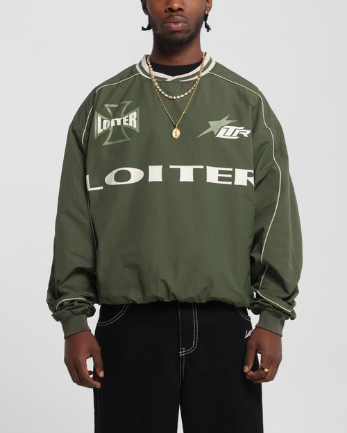 RACER NYLON JERSEY CREW - Dark Green