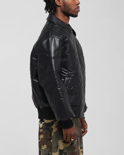FURY LEATHER JACKET - Washed Black