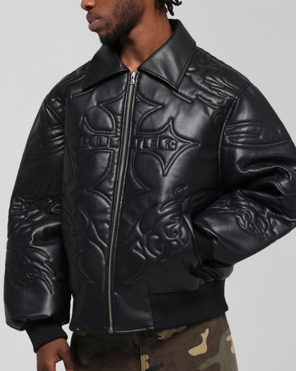 FURY LEATHER JACKET - Washed Black