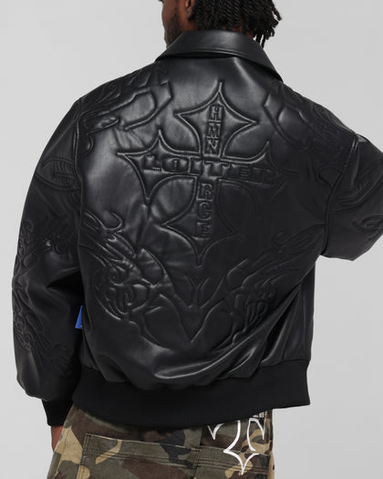 FURY LEATHER JACKET - Washed Black