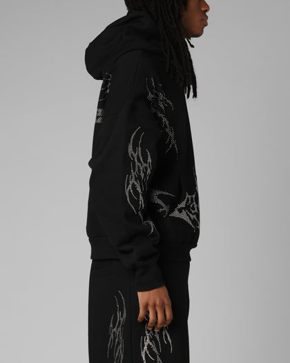 Opaque Rhinestone Premium Hoodie Black