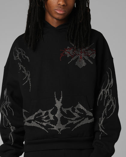 Opaque Rhinestone Premium Hoodie Black