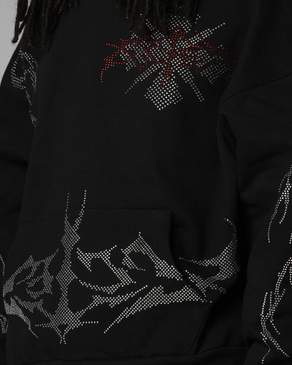 Opaque Rhinestone Premium Hoodie Black