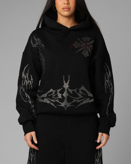 Opaque Rhinestone Premium Hoodie Black