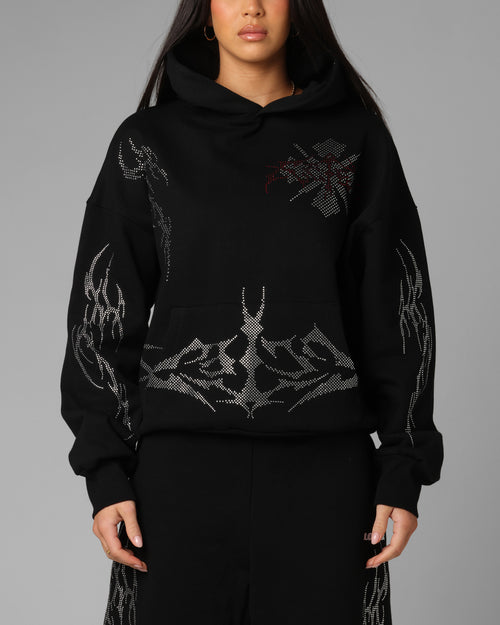 Opaque Rhinestone Premium Hoodie Black