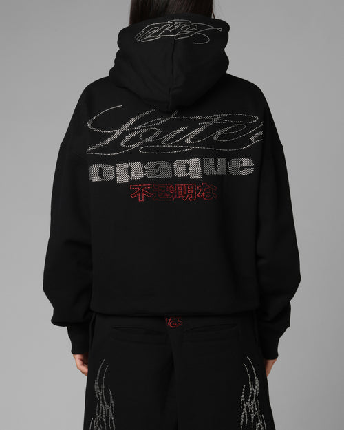 Opaque Rhinestone Premium Hoodie Black