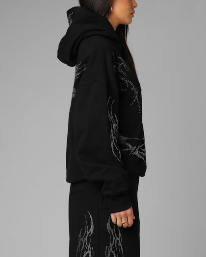 Opaque Rhinestone Premium Hoodie Black