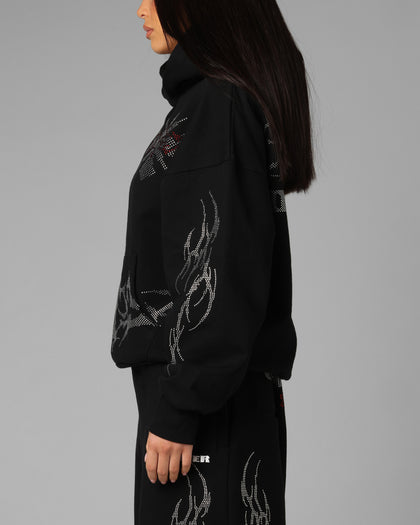 Opaque Rhinestone Premium Hoodie Black