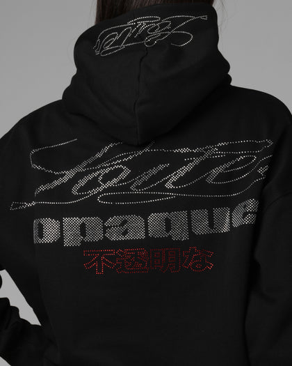 Opaque Rhinestone Premium Hoodie Black