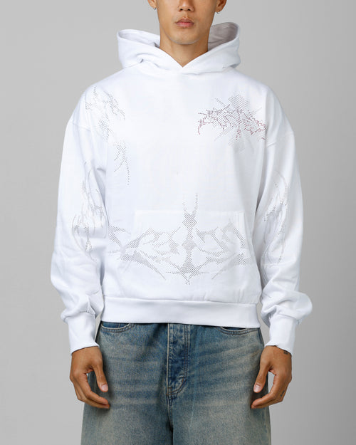 Opaque Rhinestone Premium Hoodie Off White