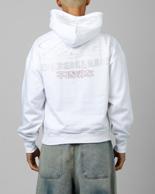 Opaque Rhinestone Premium Hoodie Off White